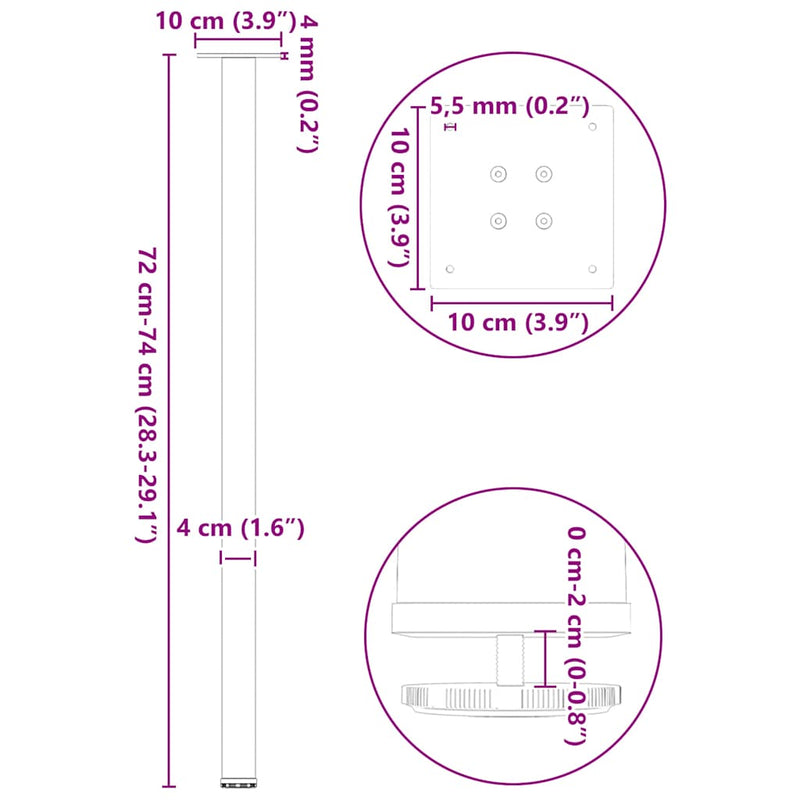 Coffee Table Legs 4 pcs Black 72-74 cm Steel Payday Deals