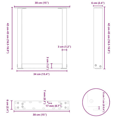 Coffee Table Legs U-Shaped 2 pcs Black 38x(42-43) cm Steel Payday Deals