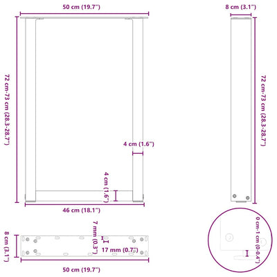 Coffee Table Legs U-Shaped 2 pcs Black 50x(72-73) cm Steel Payday Deals