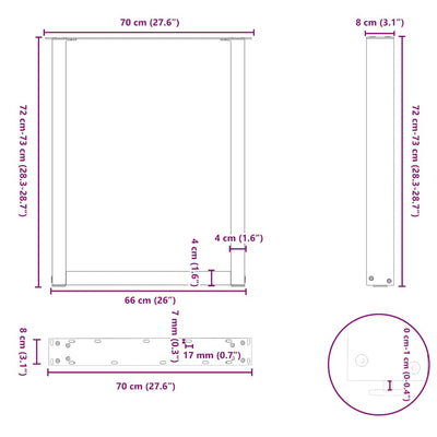 Coffee Table Legs U-Shaped 2 pcs Black 70x(72-73) cm Steel Payday Deals