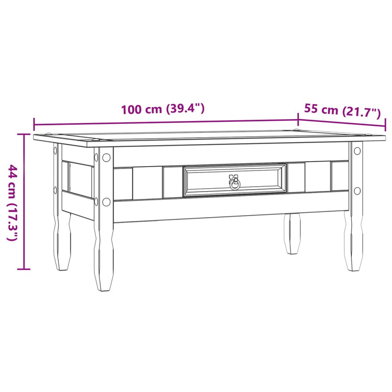 Coffee Table Mexican Pine Corona Range 100x55x44 cm Payday Deals