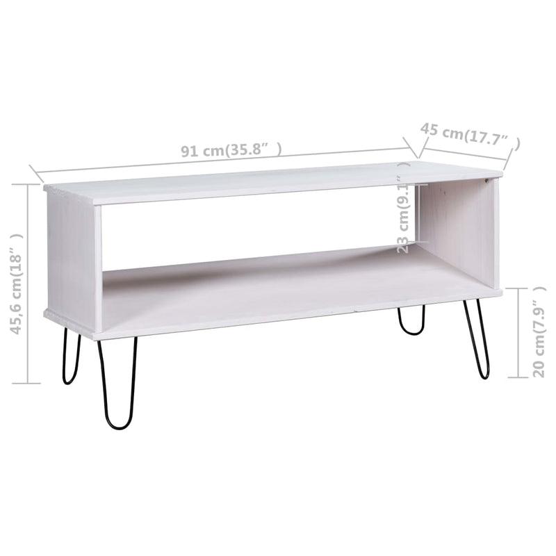 Coffee Table "New York" White Solid Pine Wood Payday Deals
