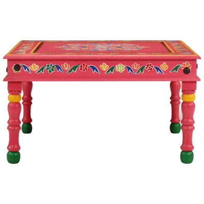 Coffee Table Pink Hand Painted Solid Wood Mango Payday Deals