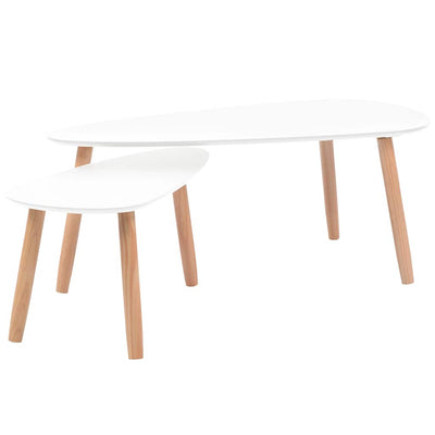 Coffee Table Set 2 Pieces Solid Pinewood White Payday Deals