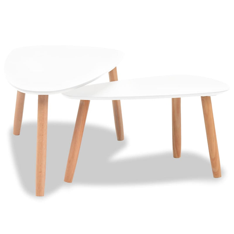Coffee Table Set 2 Pieces Solid Pinewood White Payday Deals