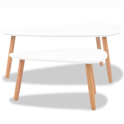 Coffee Table Set 2 Pieces Solid Pinewood White Payday Deals