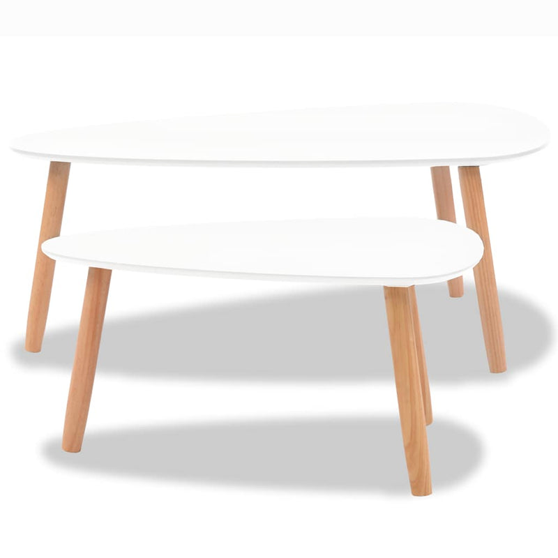 Coffee Table Set 2 Pieces Solid Pinewood White Payday Deals