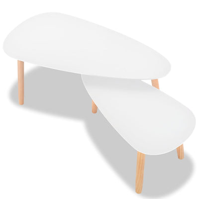 Coffee Table Set 2 Pieces Solid Pinewood White Payday Deals