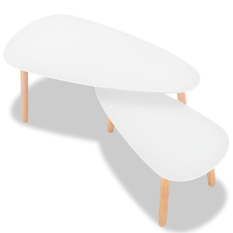 Coffee Table Set 2 Pieces Solid Pinewood White Payday Deals