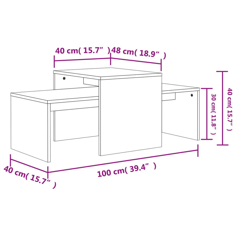 Coffee Table Set Concrete Grey 100x48x40 cm Engineered Wood Payday Deals