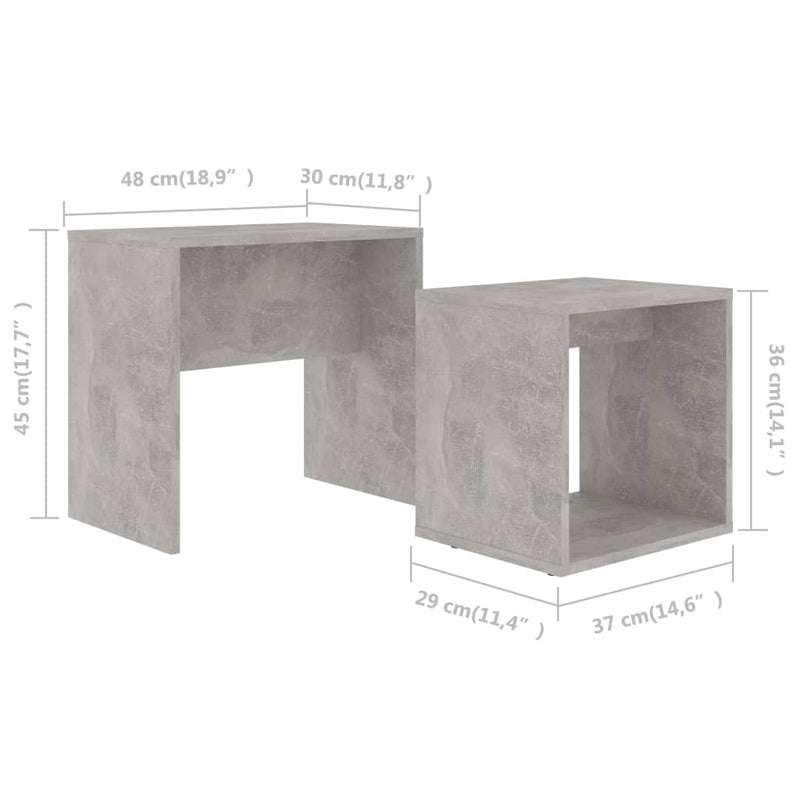 Coffee Table Set Concrete Grey 48x30x45 cm Engineered Wood Payday Deals