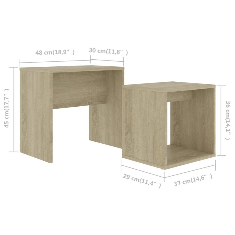 Coffee Table Set Sonoma Oak 48x30x45 cm Engineered Wood Payday Deals