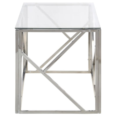 Coffee Table Silver Stainless Steel and Tempered Glass Payday Deals