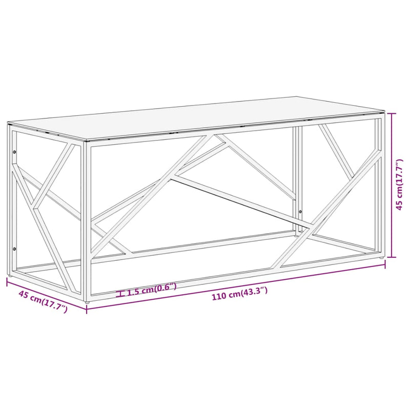 Coffee Table Silver Stainless Steel and Tempered Glass Payday Deals