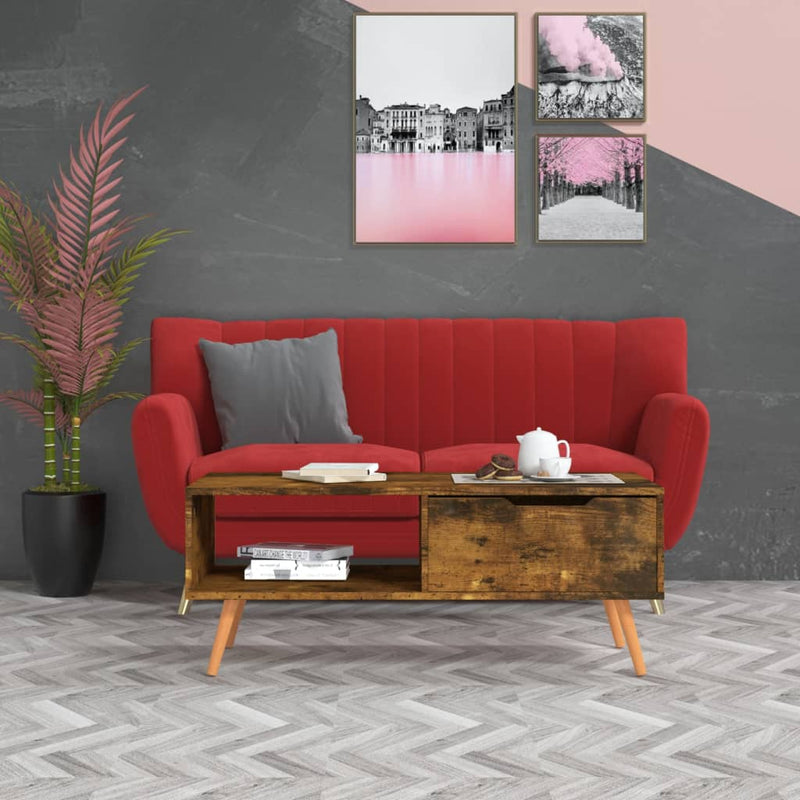 Coffee Table Smoked Oak 100x49.5x43 cm Engineered Wood Payday Deals