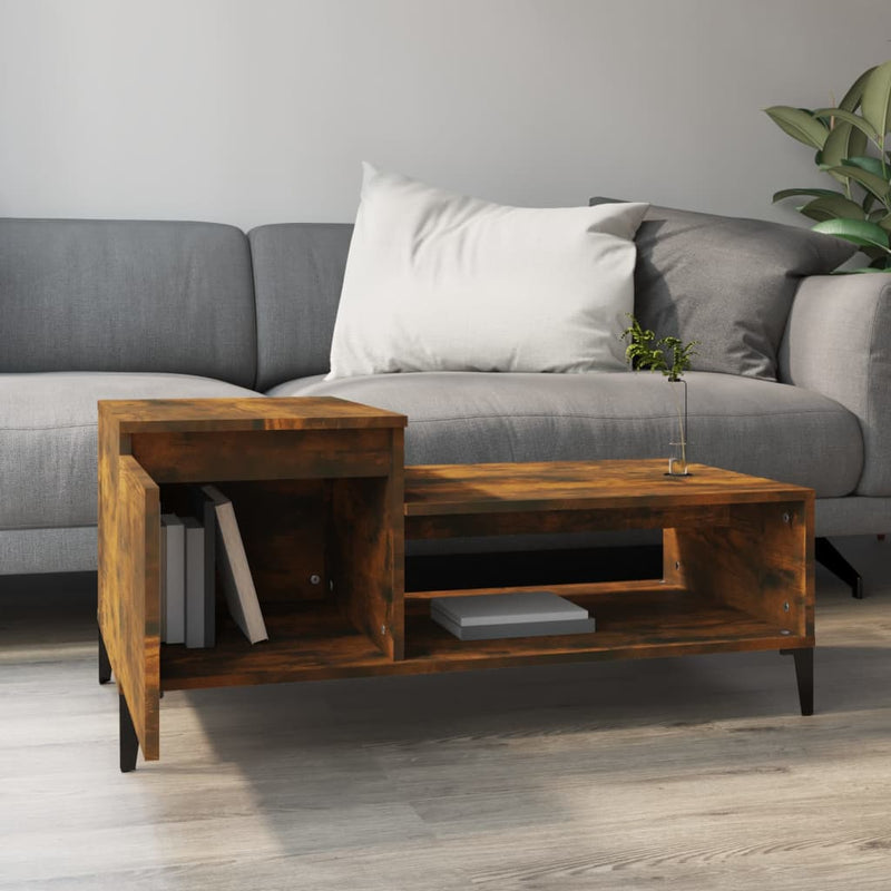 Coffee Table Smoked Oak 100x50x45 cm Engineered Wood Payday Deals