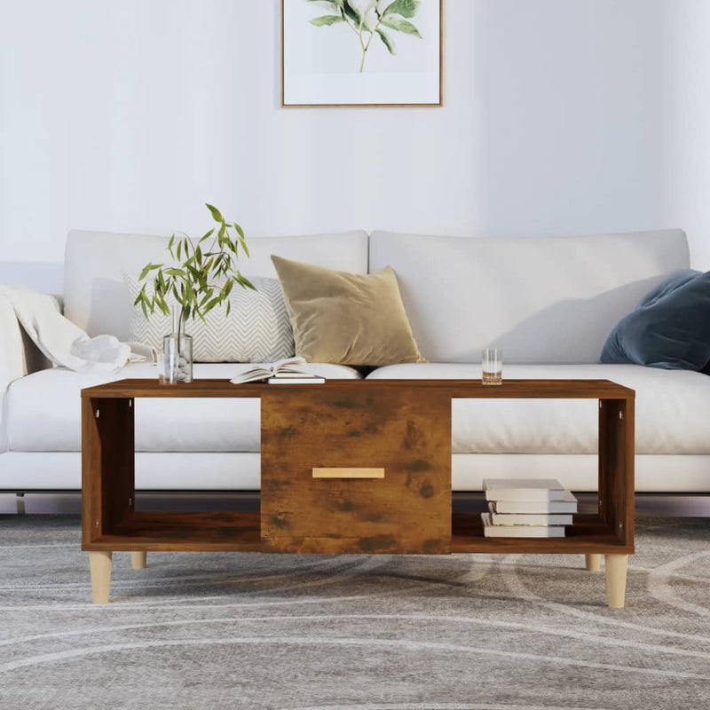 Coffee Table Smoked Oak 102x50x40 cm Engineered Wood Payday Deals