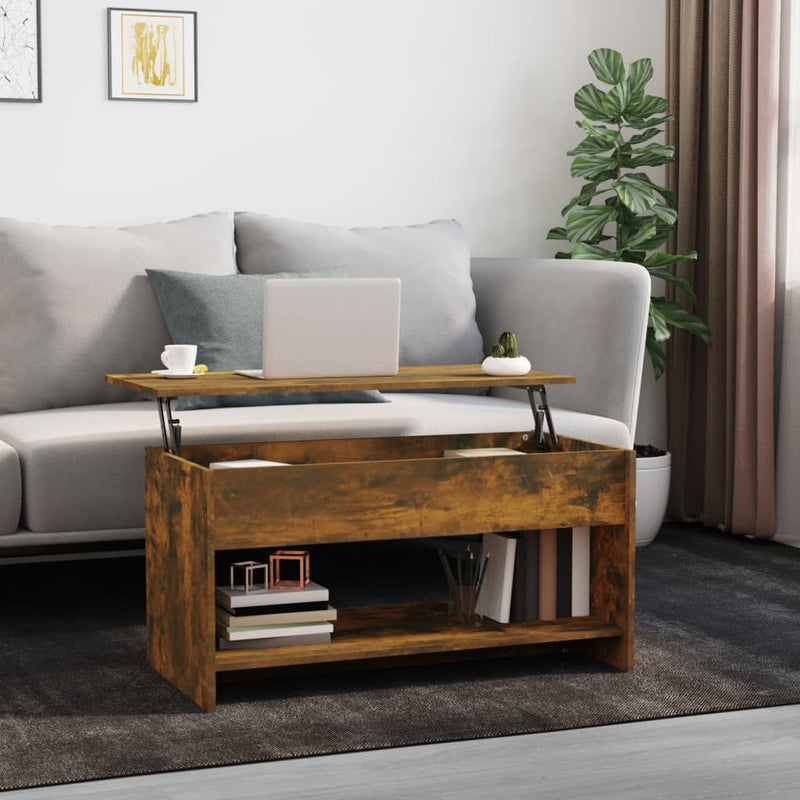 Coffee Table Smoked Oak 102x50x52.5 cm Engineered Wood Payday Deals