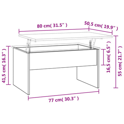 Coffee Table Smoked Oak 80x50.5x41.5 cm Engineered Wood Payday Deals