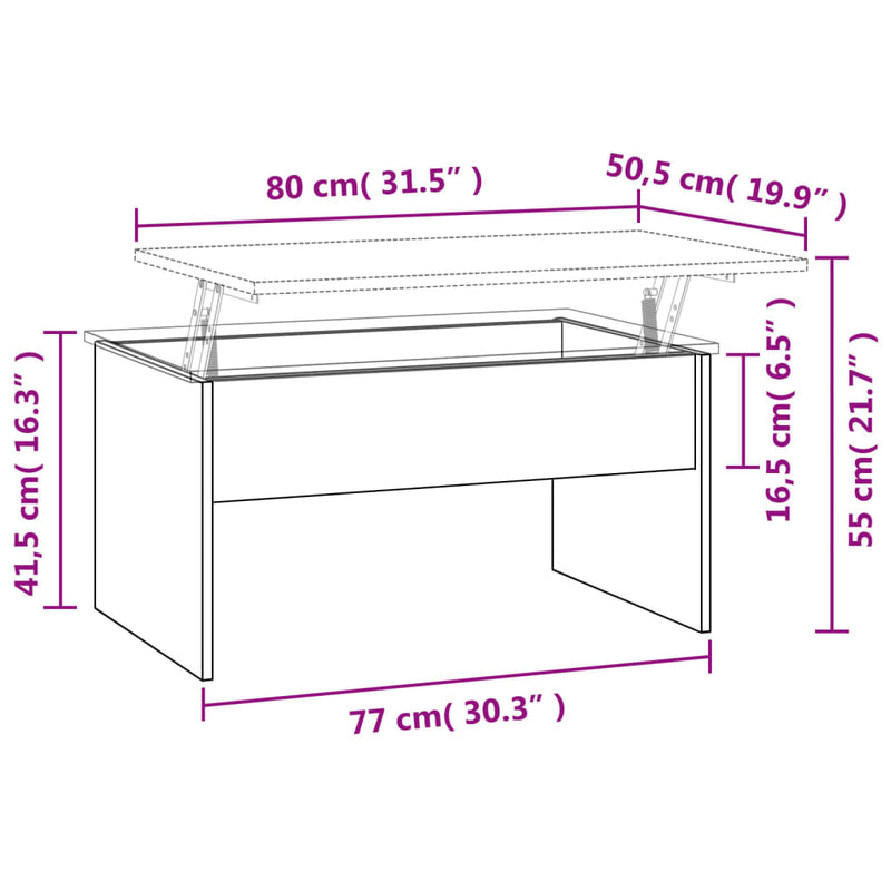 Coffee Table Smoked Oak 80x50.5x41.5 cm Engineered Wood Payday Deals