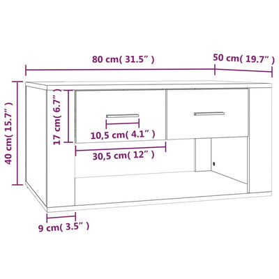 Coffee Table Smoked Oak 80x50x40 cm Engineered Wood Payday Deals