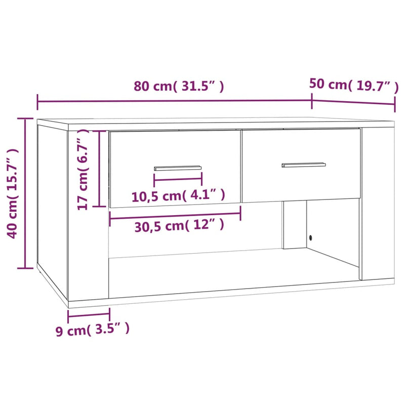 Coffee Table Smoked Oak 80x50x40 cm Engineered Wood Payday Deals