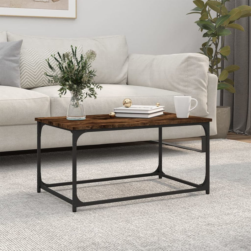 Coffee Table Smoked Oak 80x50x40 cm Engineered Wood and Iron Payday Deals