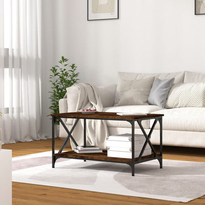 Coffee Table Smoked Oak 80x50x45 cm Engineered Wood and Iron Payday Deals