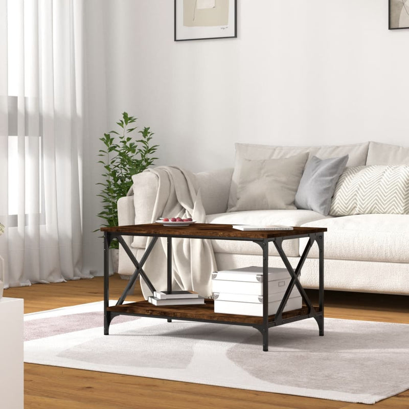 Coffee Table Smoked Oak 80x50x45 cm Engineered Wood and Iron Payday Deals