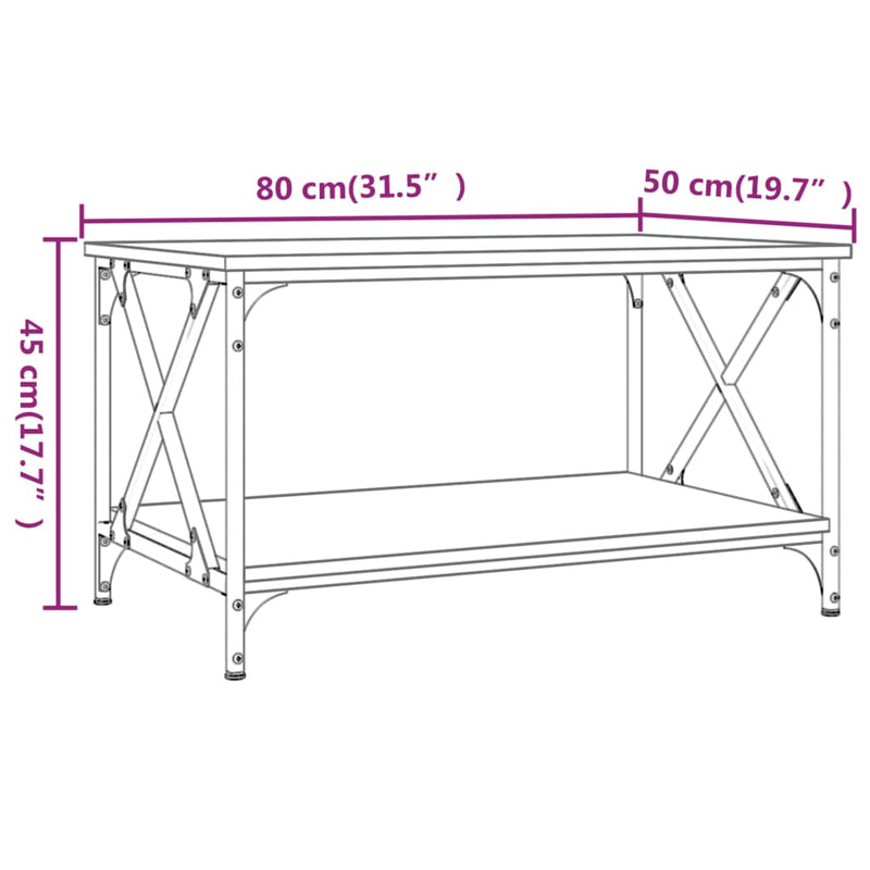 Coffee Table Smoked Oak 80x50x45 cm Engineered Wood and Iron Payday Deals