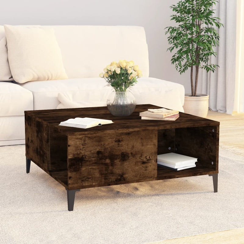 Coffee Table Smoked Oak 80x80x36.5 cm Engineered Wood Payday Deals