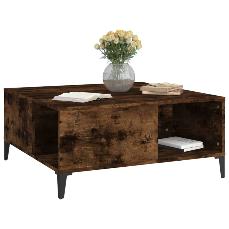 Coffee Table Smoked Oak 80x80x36.5 cm Engineered Wood Payday Deals