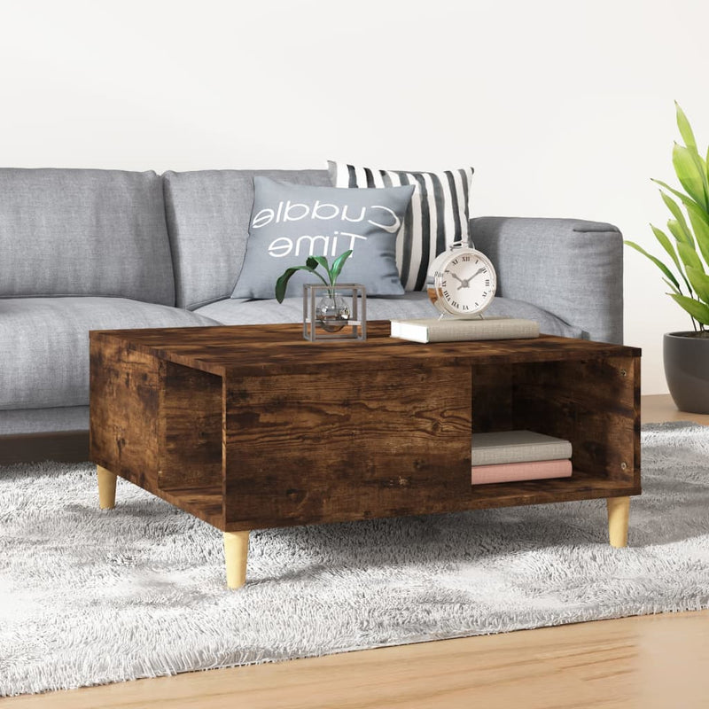 Coffee Table Smoked Oak 80x80x36.5 cm Engineered Wood Payday Deals