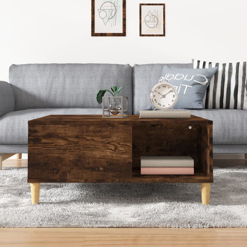 Coffee Table Smoked Oak 80x80x36.5 cm Engineered Wood Payday Deals