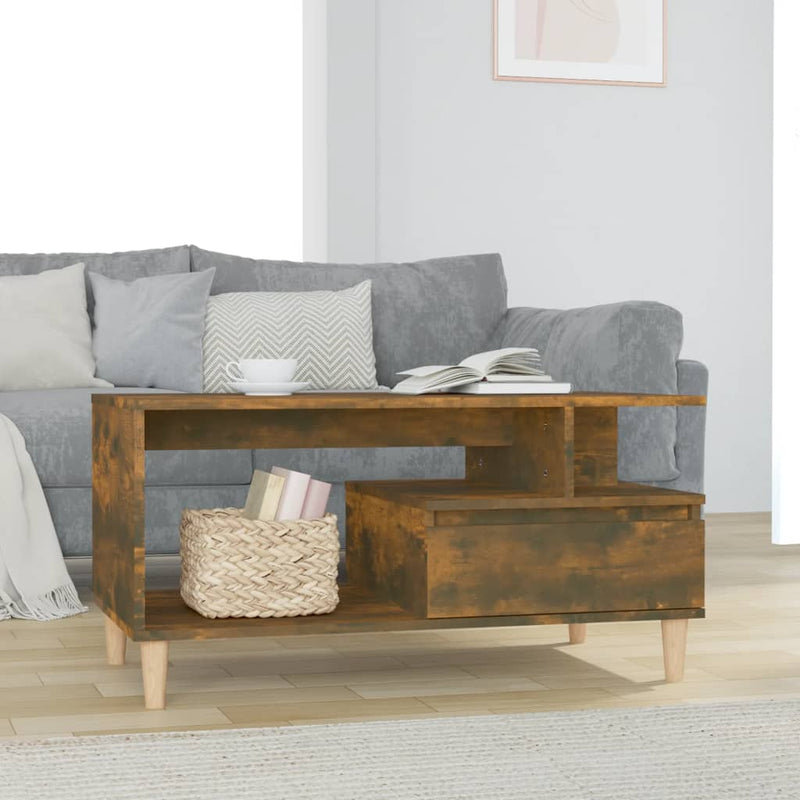 Coffee Table Smoked Oak 90x49x45 cm Engineered Wood Payday Deals