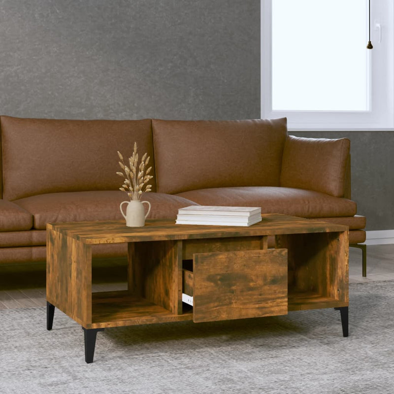 Coffee Table Smoked Oak 90x50x36.5 cm Engineered Wood Payday Deals
