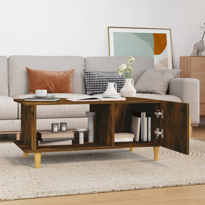 Coffee Table Smoked Oak 90x50x40 cm Engineered Wood Payday Deals