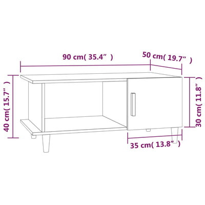 Coffee Table Smoked Oak 90x50x40 cm Engineered Wood Payday Deals