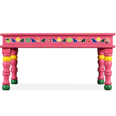 Coffee Table Solid Mango Wood Pink Hand Painted Payday Deals