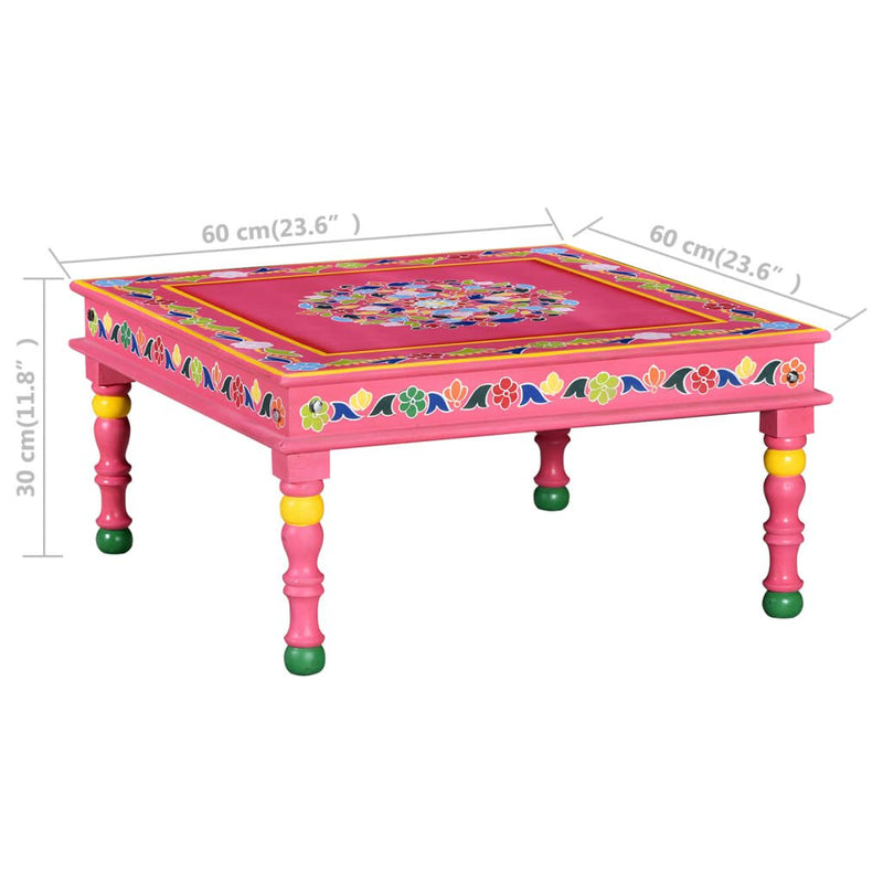 Coffee Table Solid Mango Wood Pink Hand Painted Payday Deals