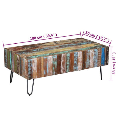 Coffee Table Solid Reclaimed Wood 100x50x38 cm Payday Deals