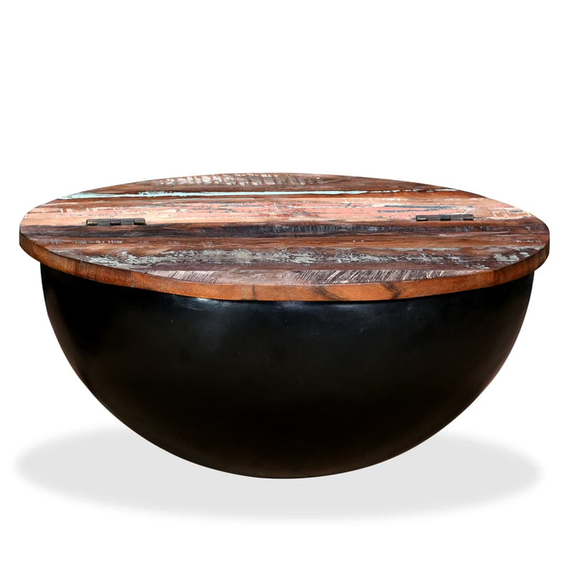 Coffee Table Solid Reclaimed Wood Black Bowl Shape Payday Deals