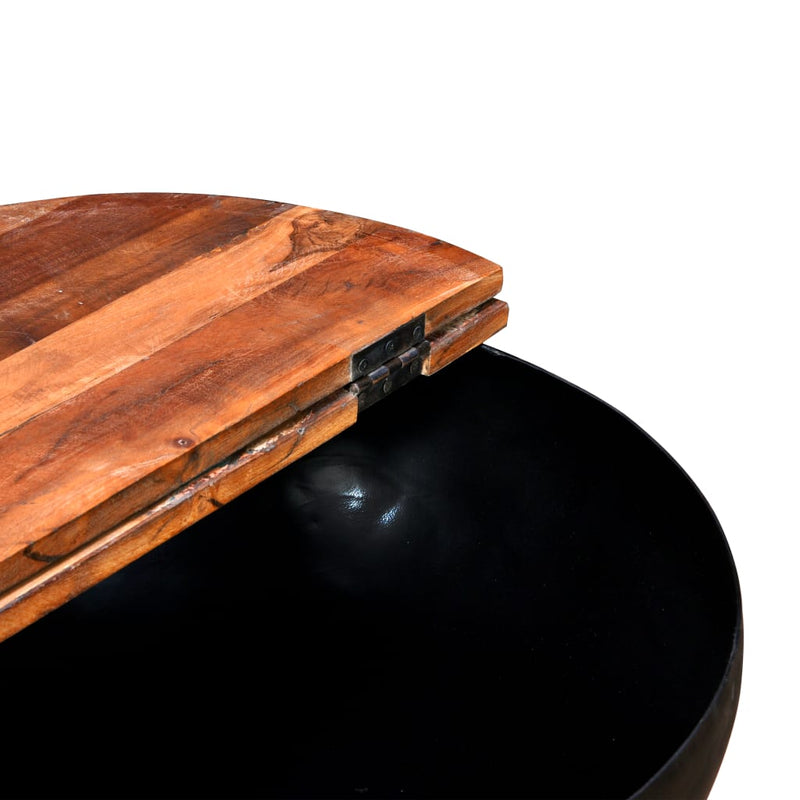 Coffee Table Solid Reclaimed Wood Black Bowl Shape Payday Deals