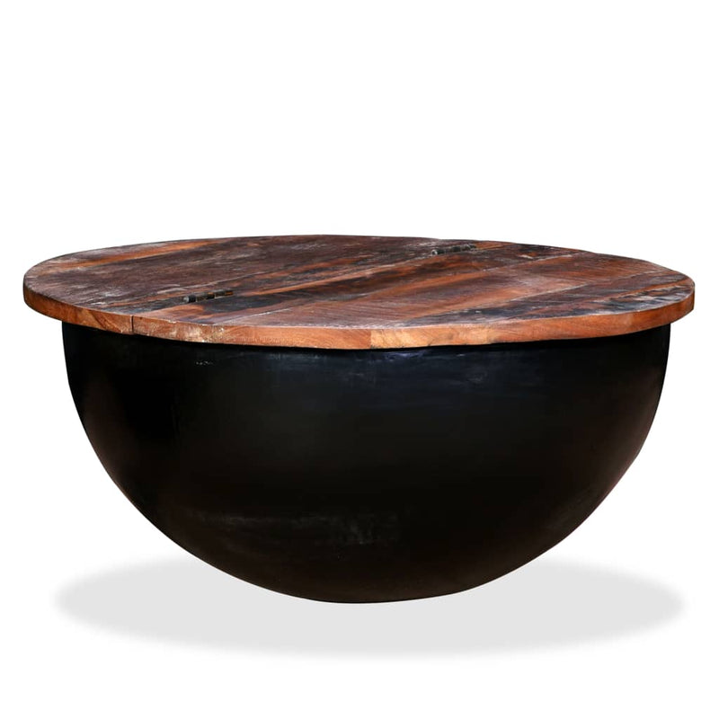 Coffee Table Solid Reclaimed Wood Black Bowl Shape Payday Deals