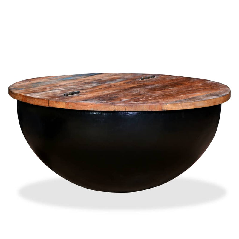 Coffee Table Solid Reclaimed Wood Black Bowl Shape Payday Deals