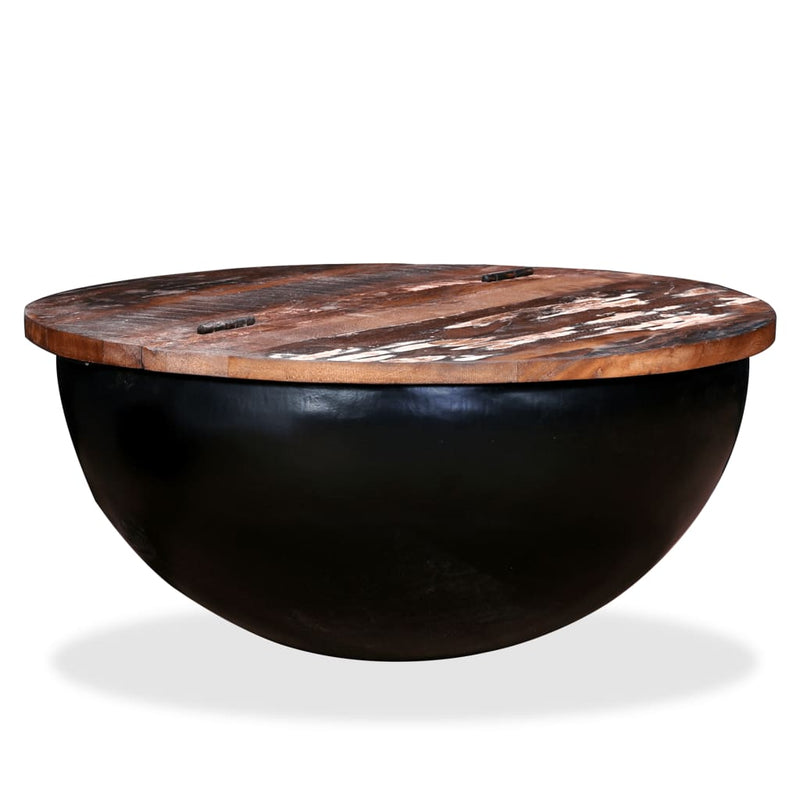 Coffee Table Solid Reclaimed Wood Black Bowl Shape Payday Deals