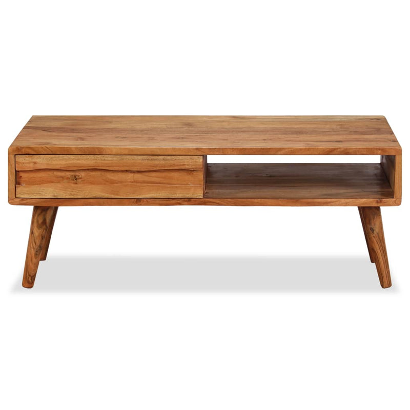 Coffee Table Solid Wood with Carved Drawer 100x50x40 cm Payday Deals