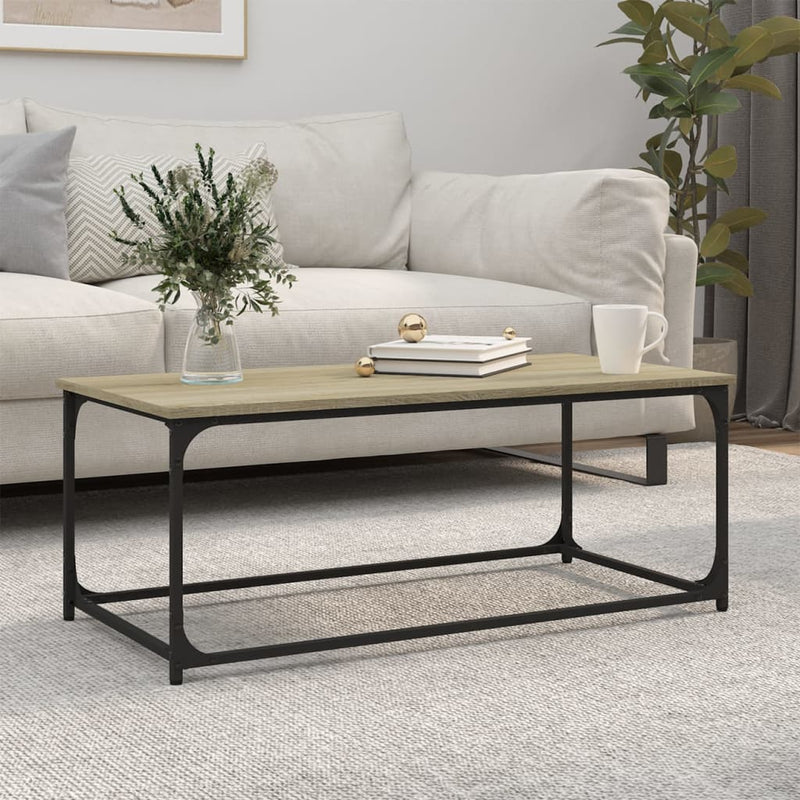 Coffee Table Sonoma Oak 102x50x40 cm Engineered Wood and Iron Payday Deals