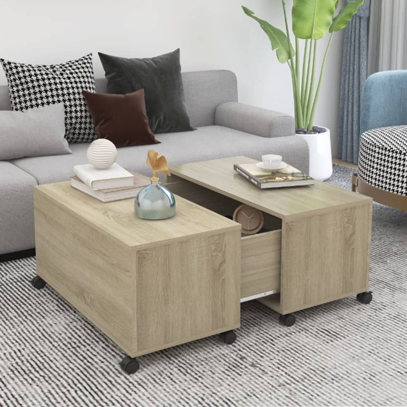 Coffee Table Sonoma Oak 75x75x38 cm Engineered Wood Payday Deals