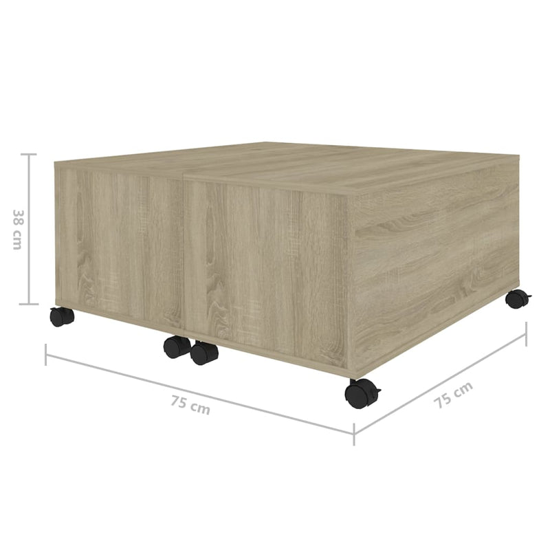 Coffee Table Sonoma Oak 75x75x38 cm Engineered Wood Payday Deals